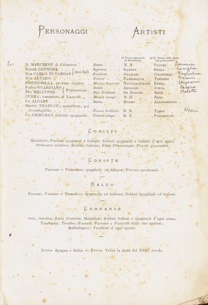 La forza del destino : opera in quattro atti / parole di F. M. Piave ; musica di Giuseppe Verdi