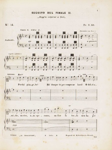 Il trovatore : dramma in quattro parti / di Salvadore Cammarano ; posto in musica da G. Verdi ; riduzione per canto e pianoforte di L. Truzzi