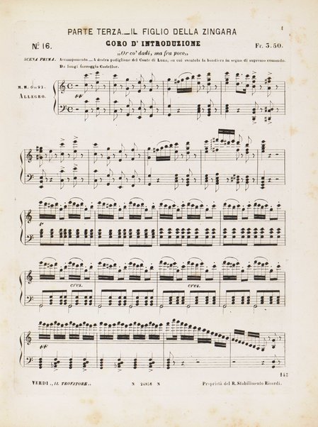 Il trovatore : dramma in quattro parti / di Salvadore Cammarano ; posto in musica da G. Verdi ; riduzione per canto e pianoforte di L. Truzzi