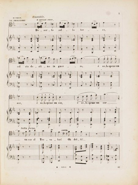 Il trovatore : dramma in quattro parti / di Salvadore Cammarano ; posto in musica da G. Verdi ; riduzione per canto e pianoforte di L. Truzzi