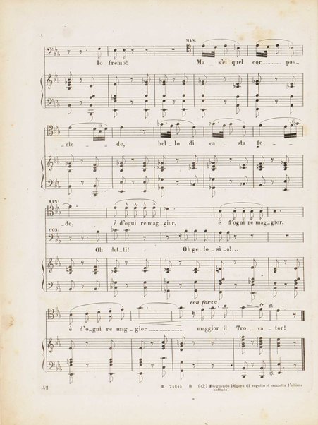 Il trovatore : dramma in quattro parti / di Salvadore Cammarano ; posto in musica da G. Verdi ; riduzione per canto e pianoforte di L. Truzzi