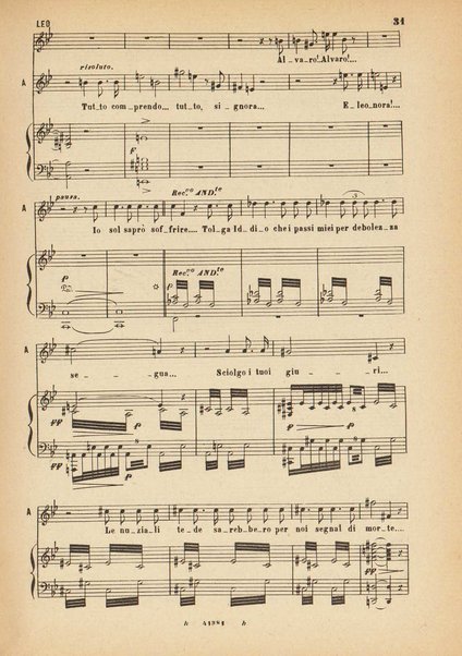 La forza del destino : melodramma in quattro atti di Francesco Maria Piave / Giuseppe Verdi ; opera completa, canto e pianoforte 