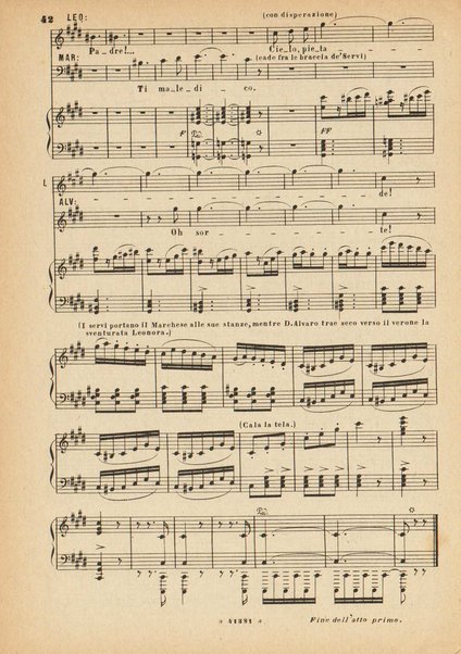 La forza del destino : melodramma in quattro atti di Francesco Maria Piave / Giuseppe Verdi ; opera completa, canto e pianoforte 