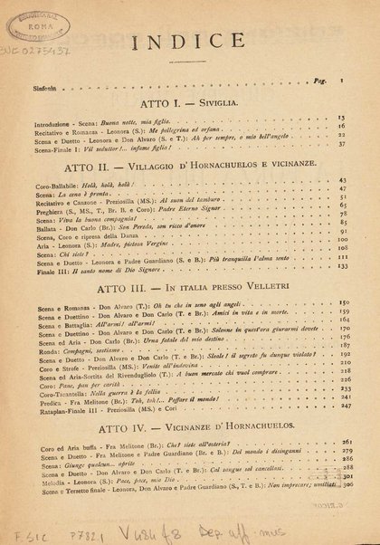 La forza del destino : melodramma in quattro atti di Francesco Maria Piave / Giuseppe Verdi ; opera completa, canto e pianoforte 