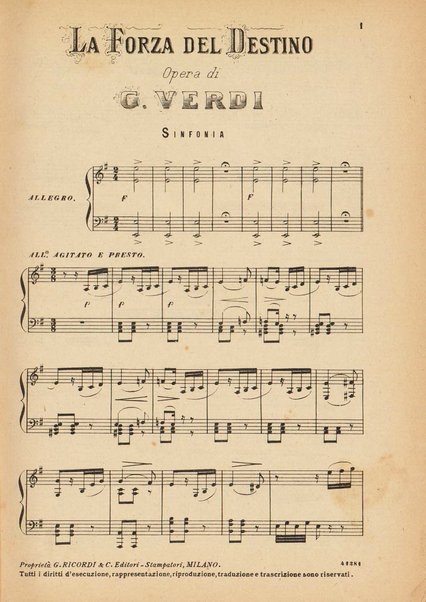 La forza del destino : melodramma in quattro atti di Francesco Maria Piave / Giuseppe Verdi ; opera completa, canto e pianoforte 