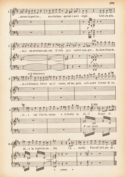 Don Sebastiano re di Portogallo : dramma in cinque atti di Eugenio Scribe / G. Donizetti ; opera completa, canto e pianoforte