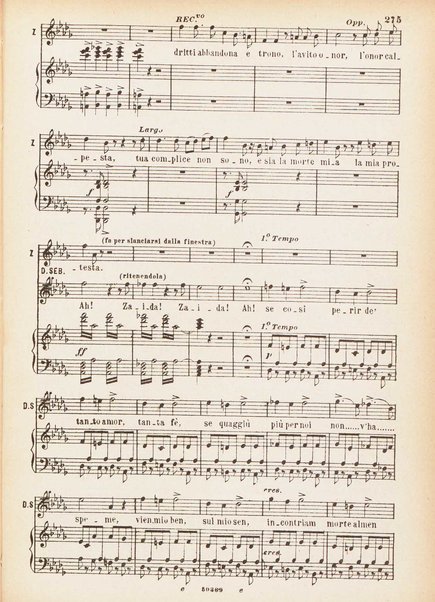 Don Sebastiano re di Portogallo : dramma in cinque atti di Eugenio Scribe / G. Donizetti ; opera completa, canto e pianoforte