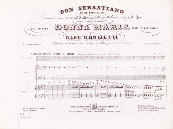 Don Sebastiano re di Portogallo : dramma in 5 atti / del sig.r Scribe ; tradotto in italiano dal sig.r G. Ruffini ; posto in musica da Gaetano Donizetti