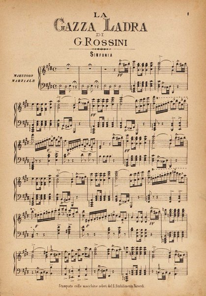 La gazza ladra : melodramma in due atti / G. Rossini ; opera completa [ridotta] per canto e pianoforte