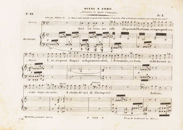Roberto Bruce : opera in tre atti / parole di Alfonso Royer e Gustavo Vaez, recate in italiano da Calisto Bassi ; musica di Gioachino Rossini