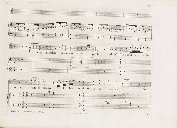 Aureliano in Palmira : dramma serio in due atti di Felice Romani / posto in musica da Gioachino Rossini ; riduzione per canto con accompagnamento di pianoforte di Emanuele Muzio