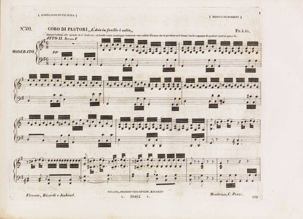 Aureliano in Palmira : dramma serio in due atti di Felice Romani / posto in musica da Gioachino Rossini ; riduzione per canto con accompagnamento di pianoforte di Emanuele Muzio