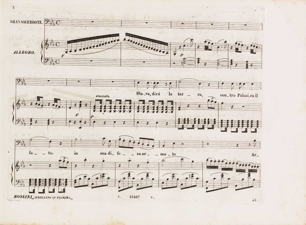 Aureliano in Palmira : dramma serio in due atti di Felice Romani / posto in musica da Gioachino Rossini ; riduzione per canto con accompagnamento di pianoforte di Emanuele Muzio