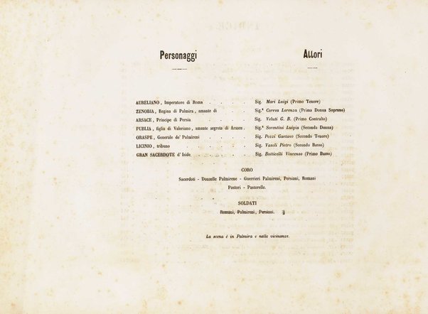 Aureliano in Palmira : dramma serio in due atti di Felice Romani / posto in musica da Gioachino Rossini ; riduzione per canto con accompagnamento di pianoforte di Emanuele Muzio
