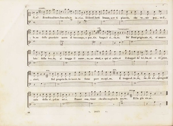 Aureliano in Palmira : dramma serio in due atti di Felice Romani / posto in musica da Gioachino Rossini ; riduzione per canto con accompagnamento di pianoforte di Emanuele Muzio