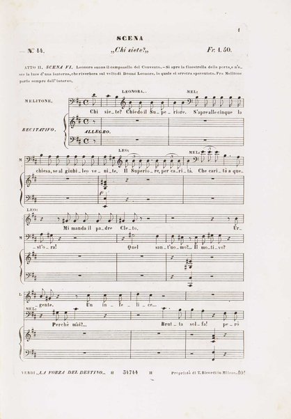 La forza del destino : opera in quattro atti / del maestro cavaliere Giuseppe Verdi ; poesia di F. M. Piave