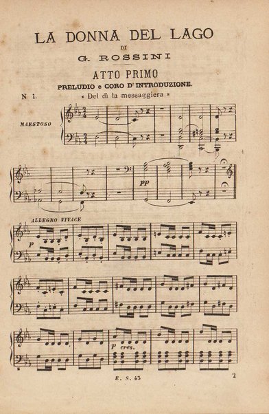 La donna del lago : melodramma serio in due atti / di Andrea Leone Tottolaposto in musica da Gioachino Rossini ; riduzione per pianoforte solo