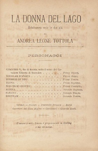 La donna del lago : melodramma serio in due atti / di Andrea Leone Tottolaposto in musica da Gioachino Rossini ; riduzione per pianoforte solo