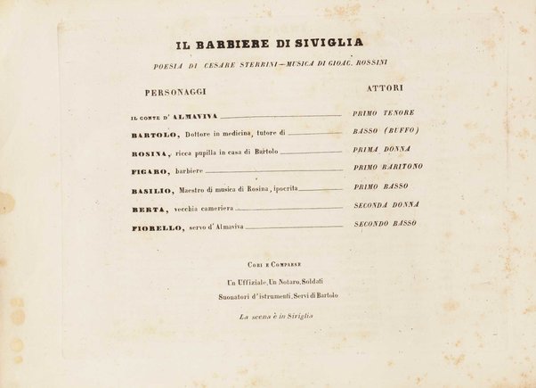 Il barbiere di Siviglia : melodramma giocoso di Cesare Sterbini / posto in musica dal cav.e Gioachino Rossini
