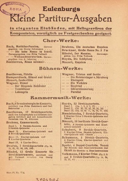 Quartett no. 6 A-moll für 2 Violinen, Viola und Violoncell : op. posth. / von L. Cherubini