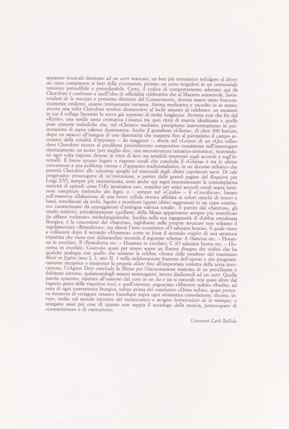 Messa solenne in sol maggiore : per l'incoronazione di Luigi 18. / Luigi Cherubini ; a cura di Giovanni Carli Ballola