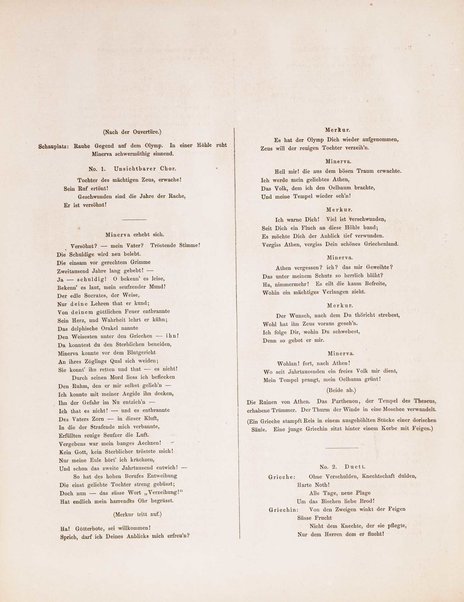 Ludwig van Beethovenʼs: Die Ruinen von Athen : nach dem melodramatischen Festspiel von Kotzebue / mit abgeändertem und verbindendem Text °...! eingerichtet von Robert Heller ; Clavierauszug arrangirt von Fr. W. Grund