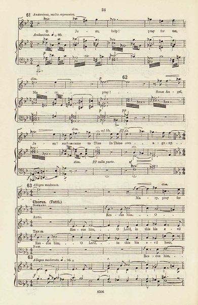 The dream of Gerontius : (Op.38) / by cardinal Newman ; set to music for mezzo-soprano, tenor, and bass soli, chorus and orchestra by Edward Elgar