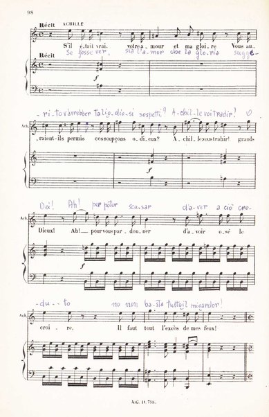 Iphigénie en Aulide : opéra en 3 actes / paroles du Bailli du Rollet ; musique de Gluck ; partition chant et piano transcrite par L. Narici