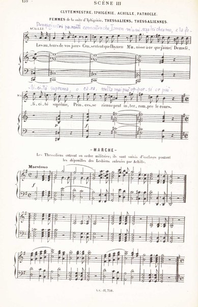 Iphigénie en Aulide : opéra en 3 actes / paroles du Bailli du Rollet ; musique de Gluck ; partition chant et piano transcrite par L. Narici