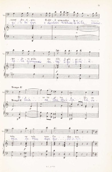 Iphigénie en Aulide : opéra en 3 actes / paroles du Bailli du Rollet ; musique de Gluck ; partition chant et piano transcrite par L. Narici