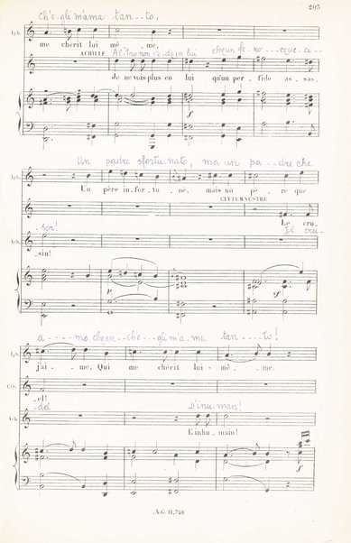 Iphigénie en Aulide : opéra en 3 actes / paroles du Bailli du Rollet ; musique de Gluck ; partition chant et piano transcrite par L. Narici