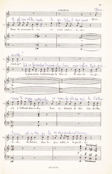 Iphigénie en Aulide : opéra en 3 actes / paroles du Bailli du Rollet ; musique de Gluck ; partition chant et piano transcrite par L. Narici