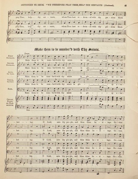 The Dettingen "Te Deum" / by Handel ; in complete vocal score with accompaniment for the organ or pianoforte by Dr. John Clarke (of Cambridge)