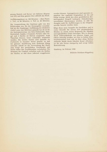 Belsazar : Oratorium / Georg Friedrich Händel ; neue Fassung in zwei Akten für Bühne und Konzert von Wilhem Brückner-Rüggeberg