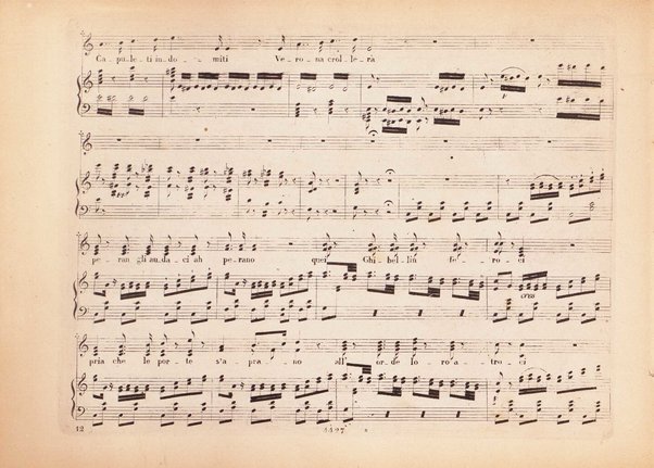 I Capuleti ed i Montecchi, ossia Giulietta e Romeo / melodramma di Felice Romani ; posto in musica da Vincenzo Bellini