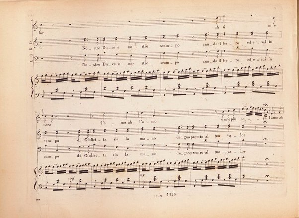 I Capuleti ed i Montecchi, ossia Giulietta e Romeo / melodramma di Felice Romani ; posto in musica da Vincenzo Bellini