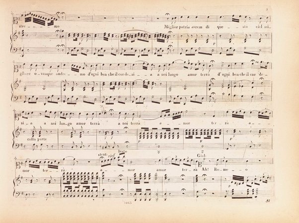 I Capuleti ed i Montecchi, ossia Giulietta e Romeo / melodramma di Felice Romani ; posto in musica da Vincenzo Bellini