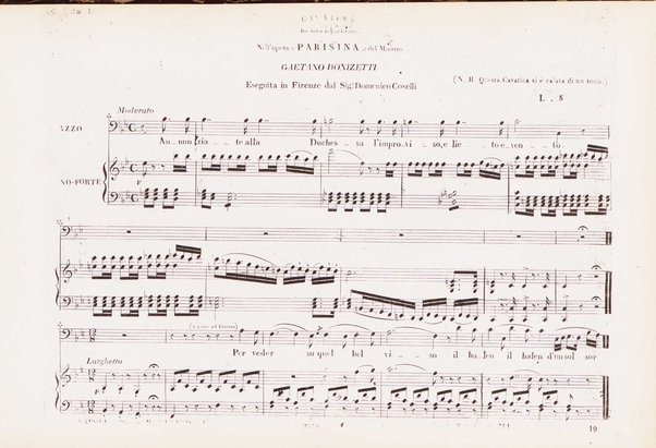 Parisina : tragedia lirica in tre atti di Felice Romani / posta in musica dal maestro G. Donizetti