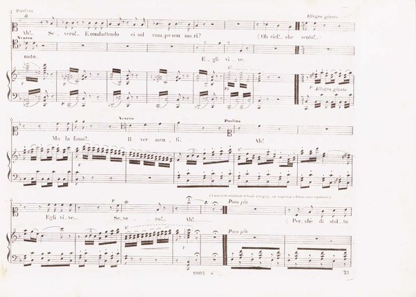 Poliuto : opera in 3 atti / poesia di Salvatore Cammarano ; musica di G. Donizetti ; sola e vera riduzione della partitura fatta in Parigi nel 1840 dallo stesso autore, per canto e pianoforte