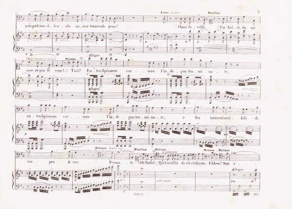 Poliuto : opera in 3 atti / poesia di Salvatore Cammarano ; musica di G. Donizetti ; sola e vera riduzione della partitura fatta in Parigi nel 1840 dallo stesso autore, per canto e pianoforte