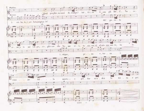 Poliuto : opera in 3 atti / poesia di Salvatore Cammarano ; musica di G. Donizetti ; sola e vera riduzione della partitura fatta in Parigi nel 1840 dallo stesso autore, per canto e pianoforte