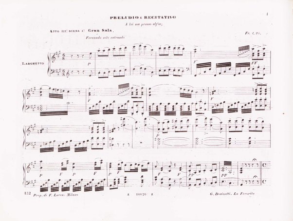 La favorita : melodramma in quattro atti / dall'idioma francese recato in italiano da F. Jannetti ; posto in musica dal cav.e G. Donizetti