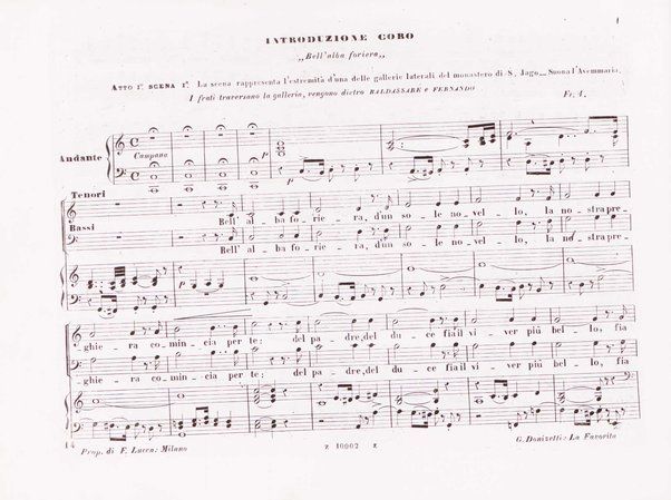 La favorita : melodramma in quattro atti / dall'idioma francese recato in italiano da F. Jannetti ; posto in musica dal cav.e G. Donizetti