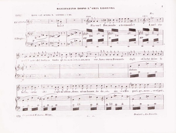 La favorita : melodramma in quattro atti / dall'idioma francese recato in italiano da F. Jannetti ; posto in musica dal cav.e G. Donizetti