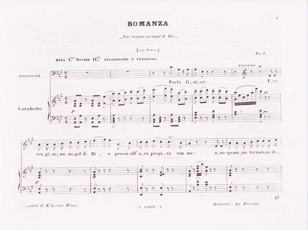 La favorita : melodramma in quattro atti / dall'idioma francese recato in italiano da F. Jannetti ; posto in musica dal cav.e G. Donizetti