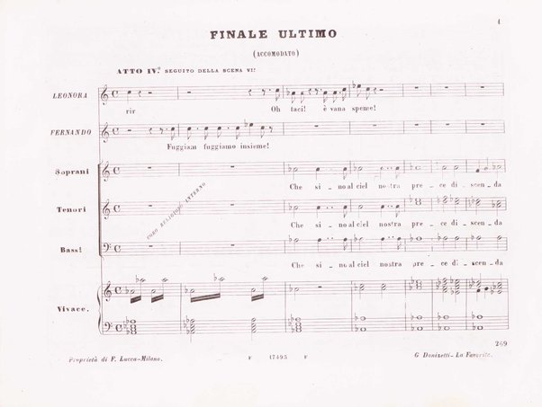 La favorita : melodramma in quattro atti / dall'idioma francese recato in italiano da F. Jannetti ; posto in musica dal cav.e G. Donizetti