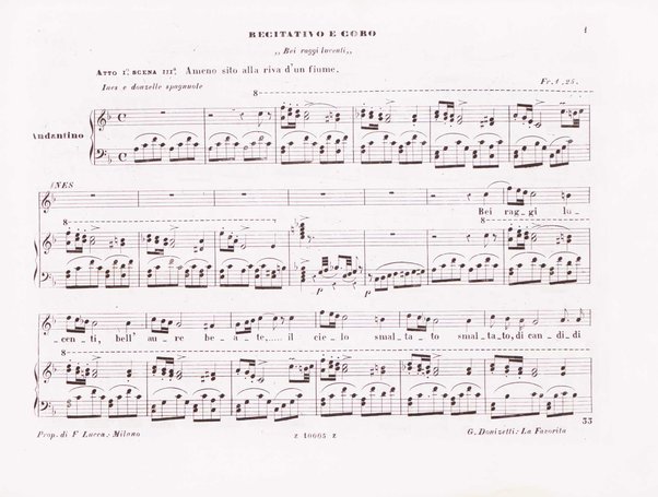 La favorita : melodramma in quattro atti / dall'idioma francese recato in italiano da F. Jannetti ; posto in musica dal cav.e G. Donizetti