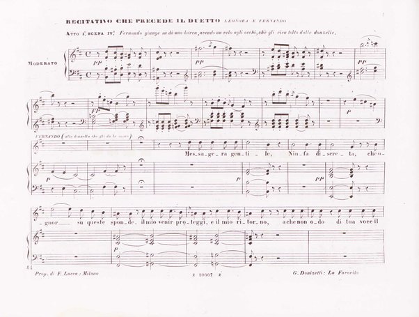 La favorita : melodramma in quattro atti / dall'idioma francese recato in italiano da F. Jannetti ; posto in musica dal cav.e G. Donizetti