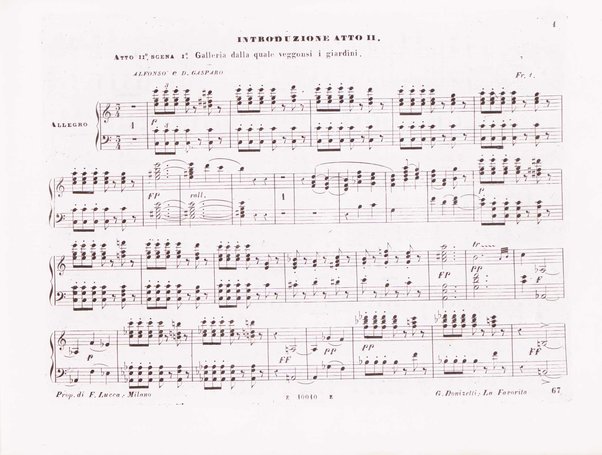 La favorita : melodramma in quattro atti / dall'idioma francese recato in italiano da F. Jannetti ; posto in musica dal cav.e G. Donizetti