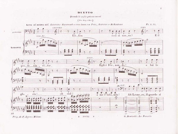 La favorita : melodramma in quattro atti / dall'idioma francese recato in italiano da F. Jannetti ; posto in musica dal cav.e G. Donizetti